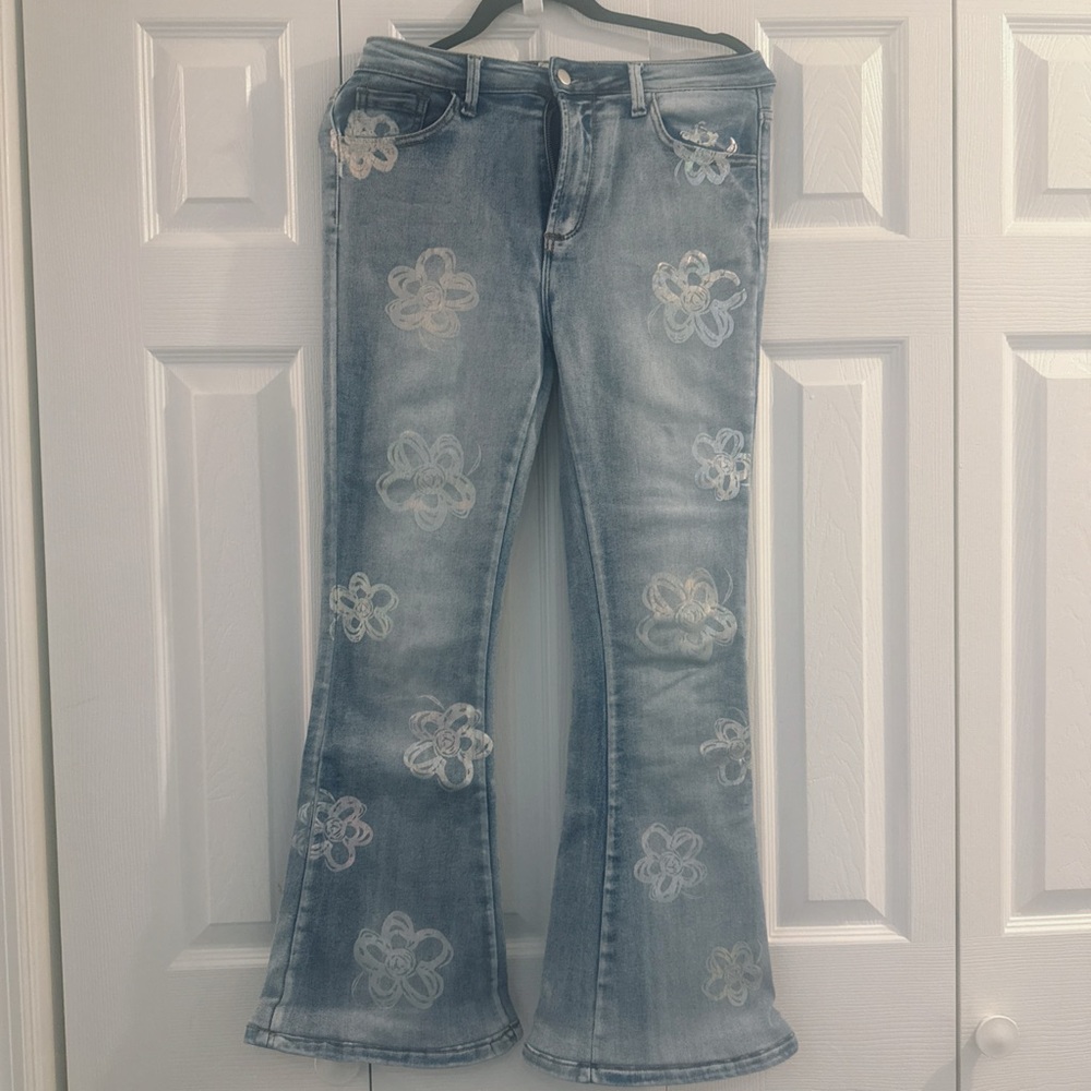 Oli & Hali Light Blue Floral Flare Jeans